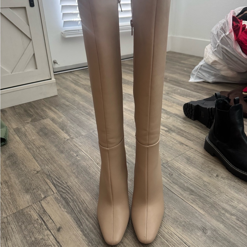 Forever 21 Tall Beige Knee-High Boots